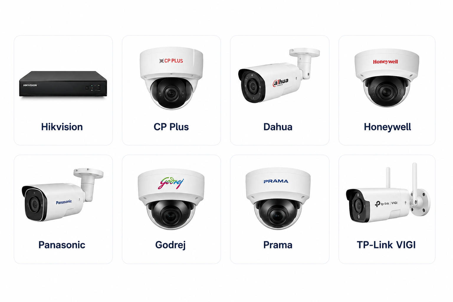 CCTV products from Hikvision, Dahua, CP Plus, Honeywell, Panasonic, TP-Link VIGI, Godrej and Prama
