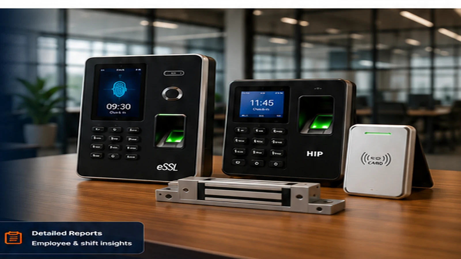 Biometric attendance and access control devices with RFID reader and door lock